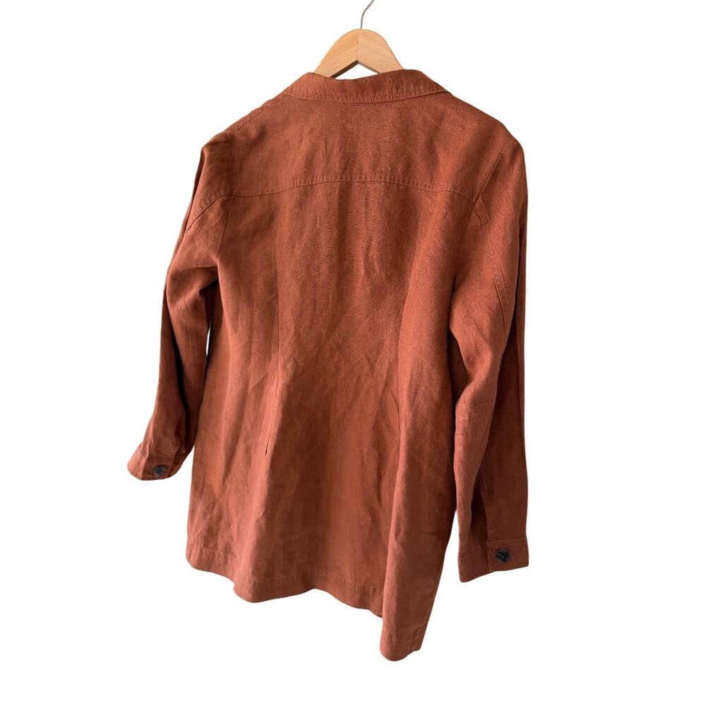J. Jill Love Womens Size Medium Rust Brown Linen Light Jacket /Shacket Casual - Picture 5 of 7